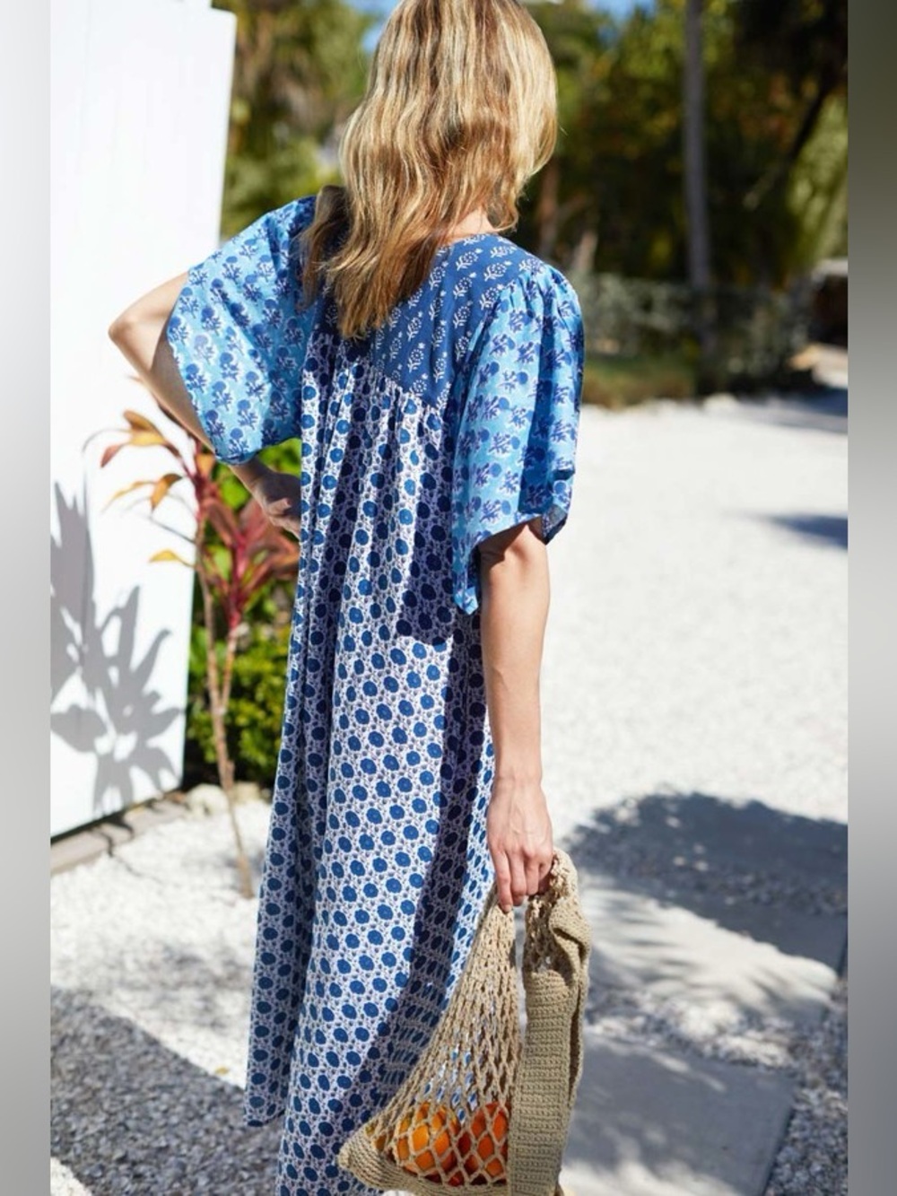 Emerson Fry India Collection Indigo Heirloom Maxi Dress Small - Picture 2 of 6